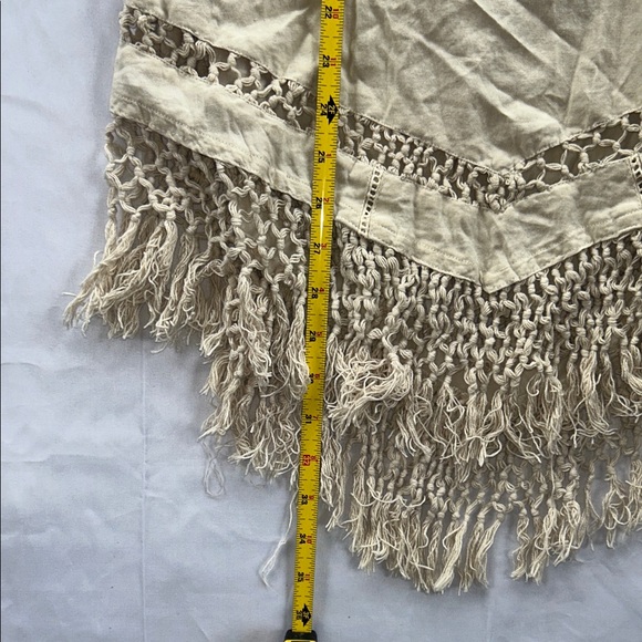 Hurley Beige Fringed Women's Mini Dress Boho Coastal Cowboy 100% Cotton - Picture 5 of 12